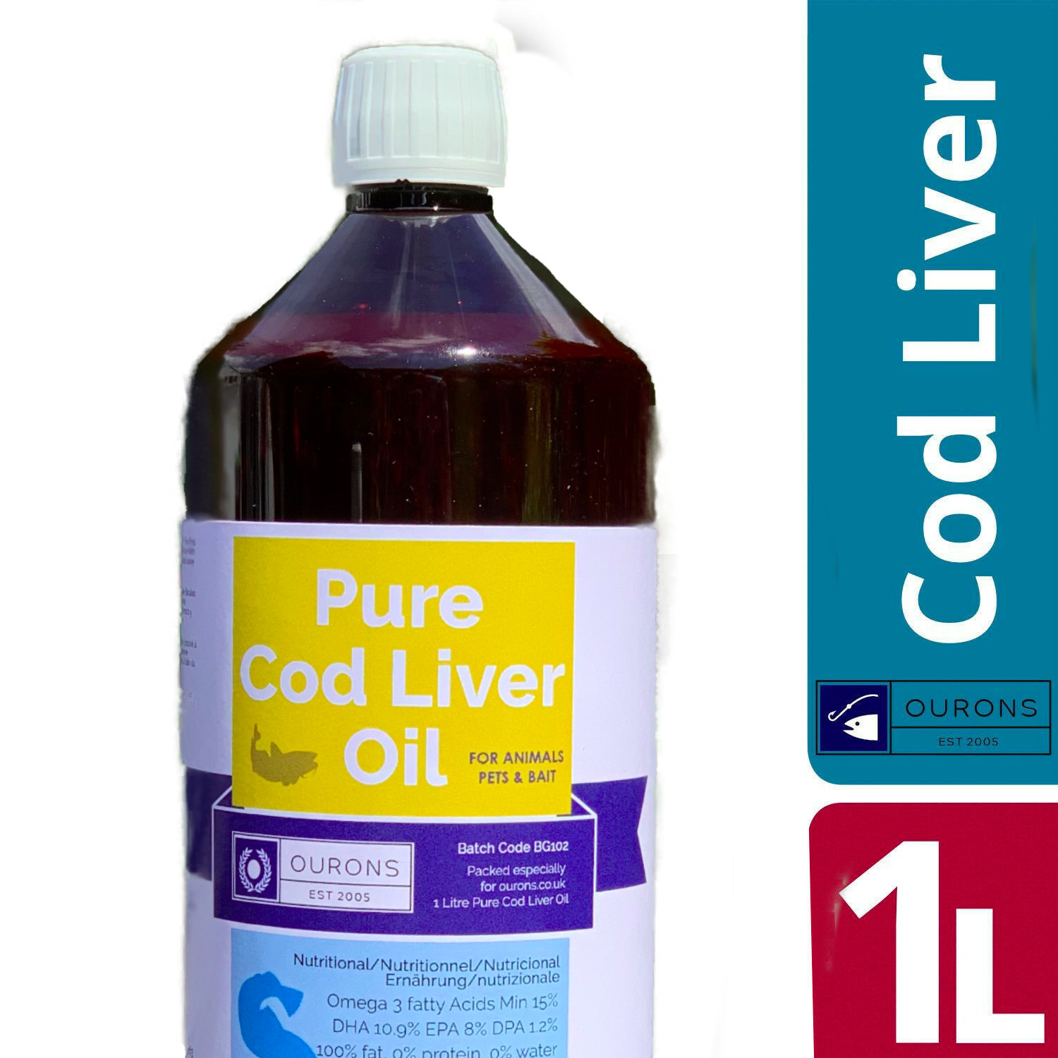 1 Litre Cod Liver Oil For Dogs, Fishing Baits and Feed Ourons