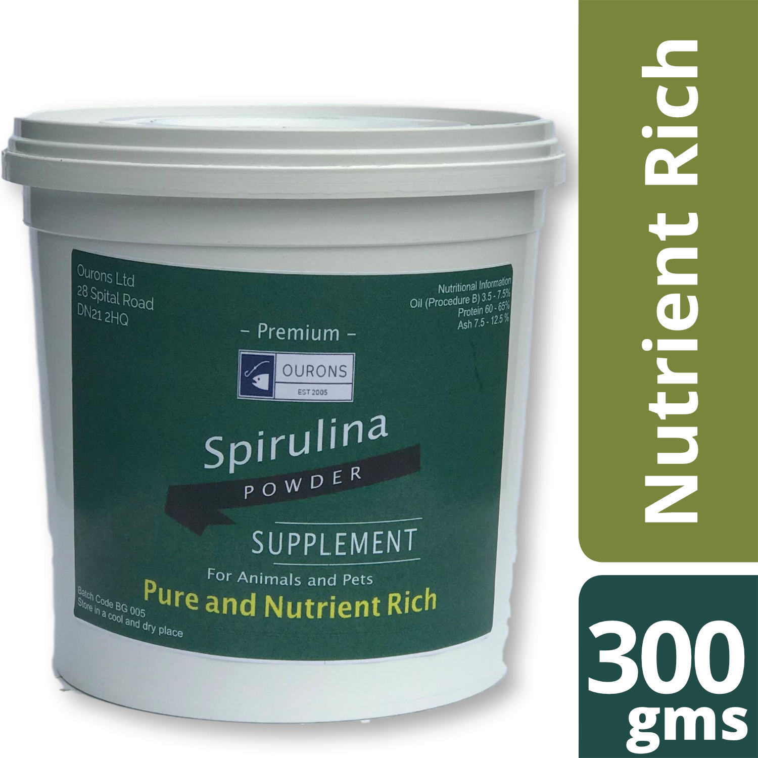 Spirulina Powder For Horses and Dogs 300g Tub Ourons