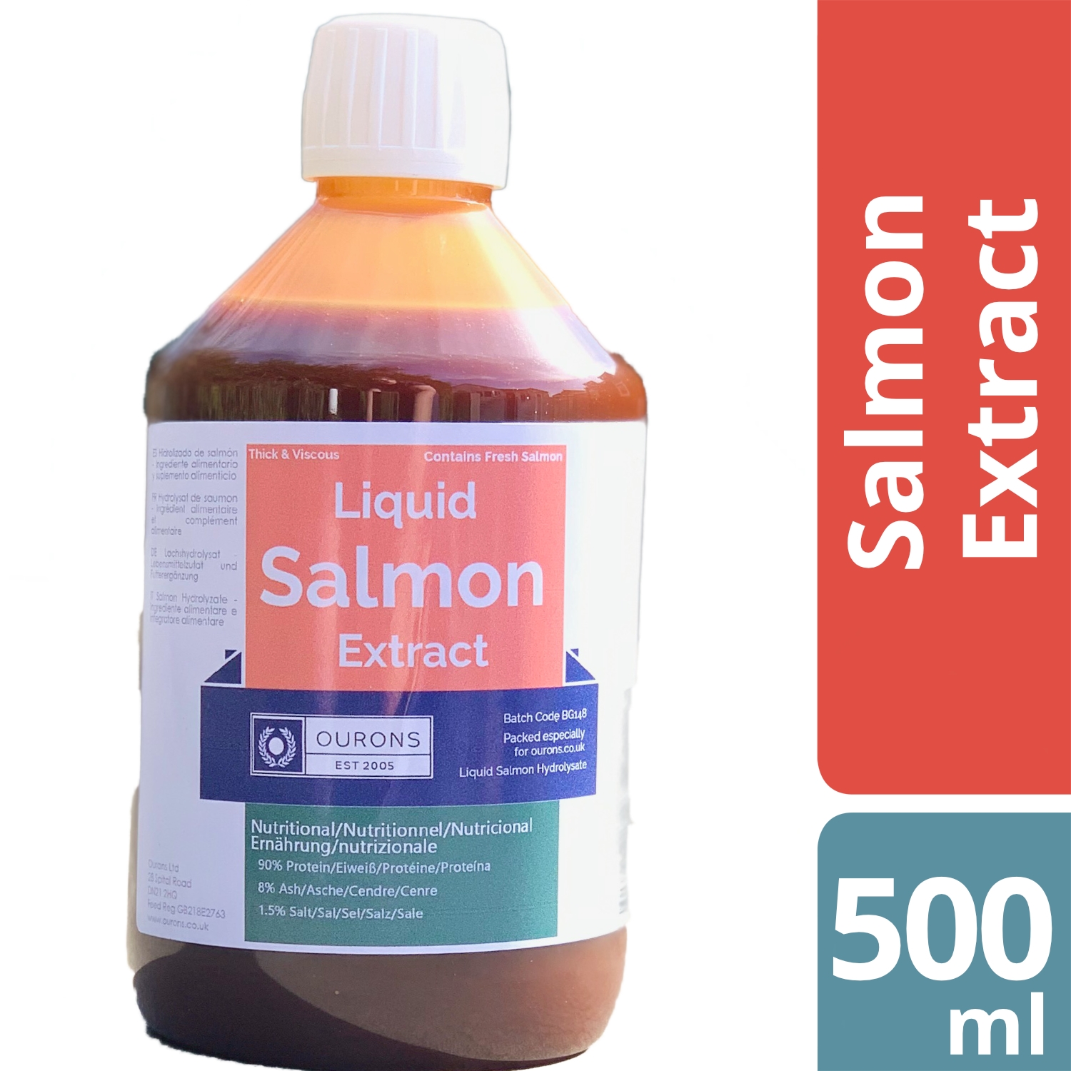 Pure Salmon Extract Hydrolysate Soluble Feed Liquid 500ml Ourons