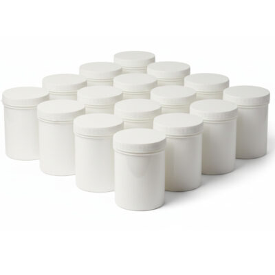 Ourons 12 x 1000ml Empty Plastic Jars with Lids - 1 Litre Food Grade Tubs - Tamper Evident for Paint, Paste & Storage