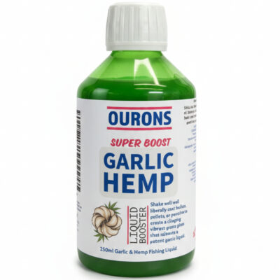 OURONS Garlic & Hemp Liquid Booster 250ml – Green Fishing Bait Soak Attractant